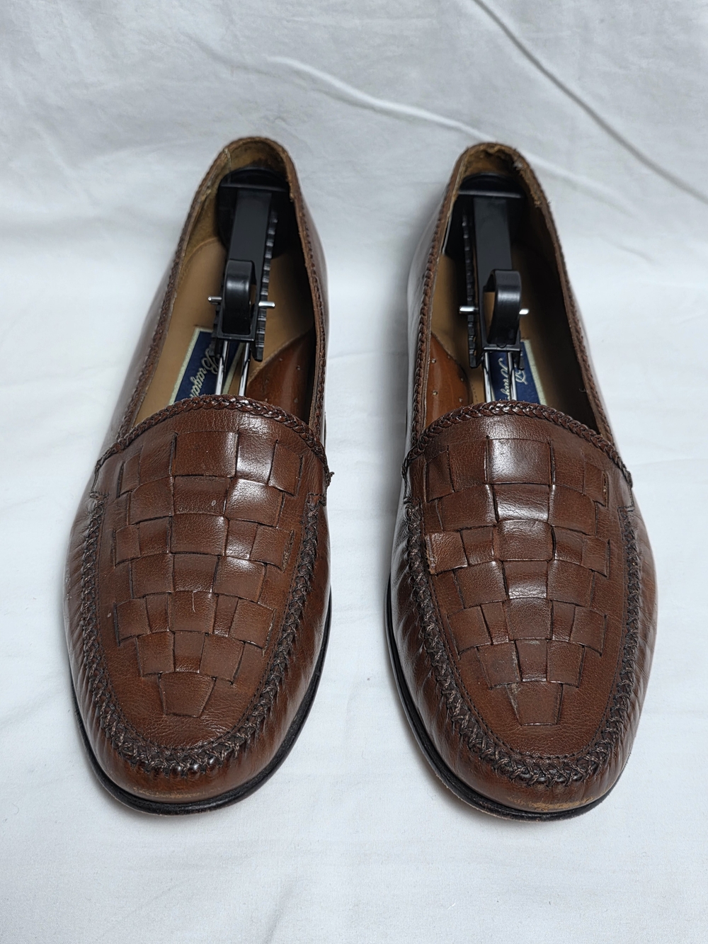 Bragano Woven Loafers Leather Brown Men's Shoes Size 11 Made in Italy
